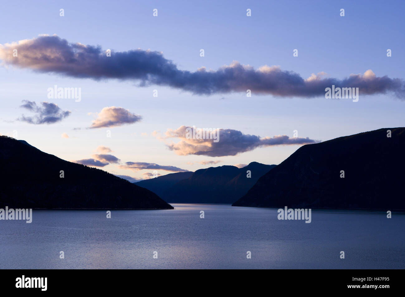 Sonnenuntergang, Sognefjord, Ardal, Lusterfjord, Sogn Og Fjordane, Norwegen, Skandinavien, Stockfoto