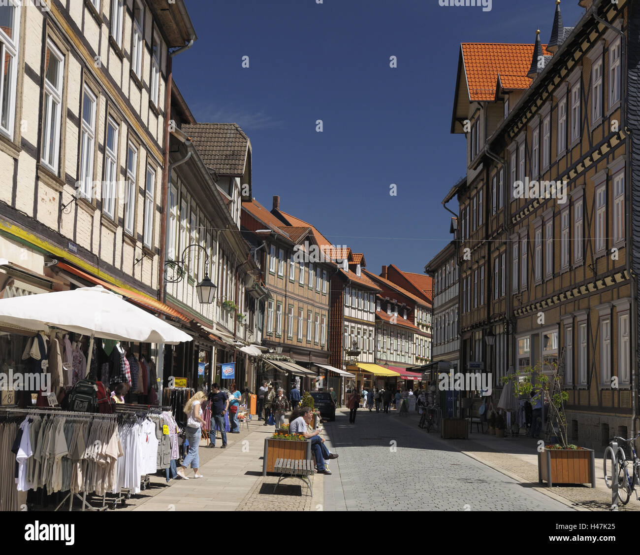 Wernigerode, Harz, Altstadt, Fußgängerzone, Sommer, Sachsen-Anhalt, Deutschland Stockfoto