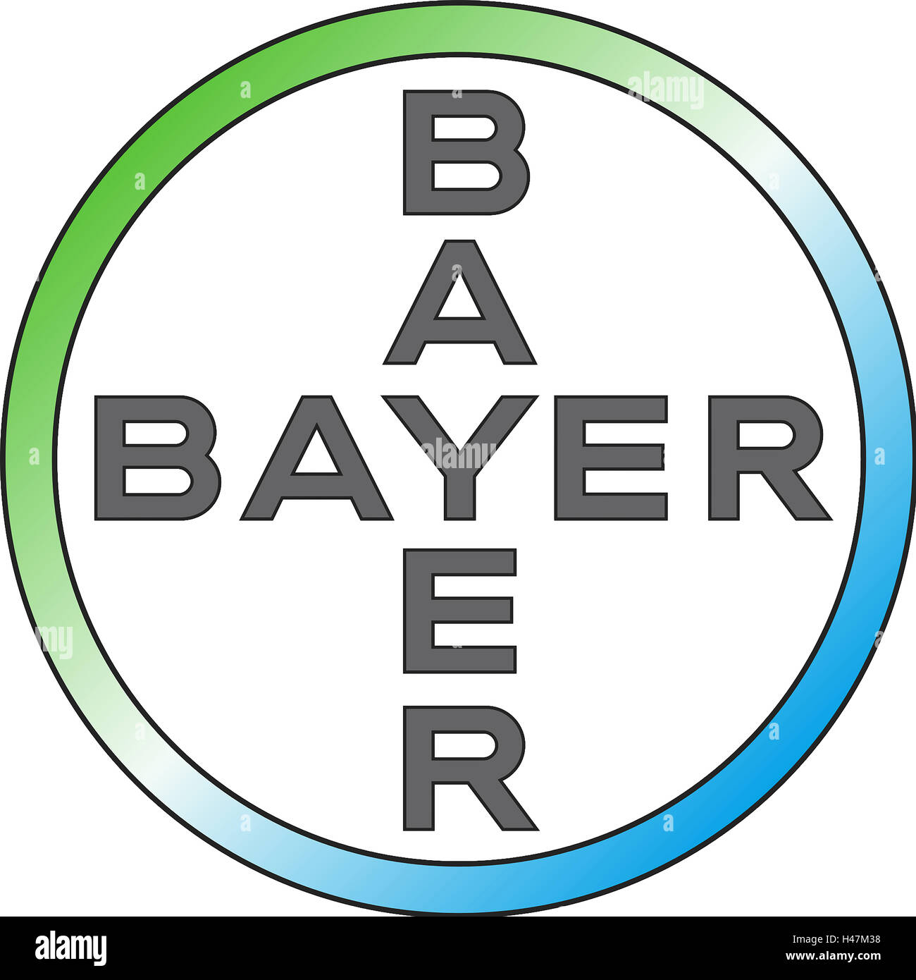 Logo der deutschen multinationalen chemischen und pharmazeutischen Firma Bayer mit Sitz in Leverkusen - Deutschland. Stockfoto