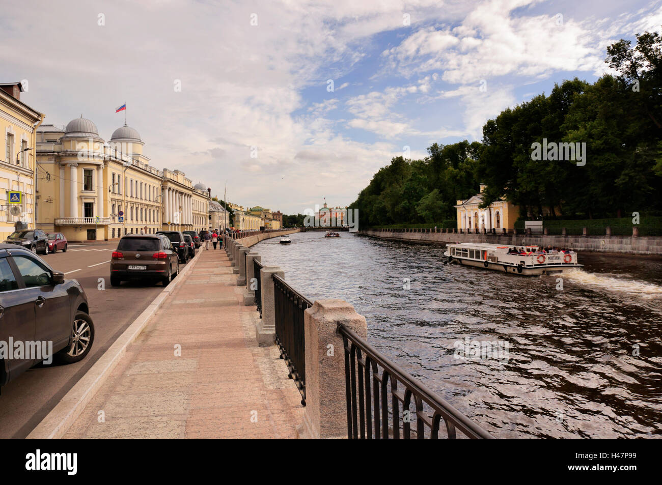 Fontanka Flußdamm, Sankt Petersburg, Russland Stockfoto