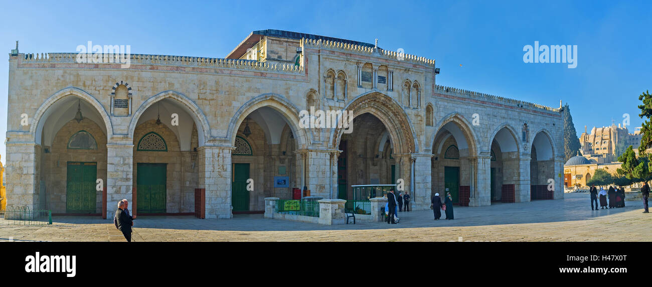 Die Fassade des Al-Aqsa-Moschee, das ist die drittheiligste Stätte des Islam, Jerusalem Israel Stockfoto