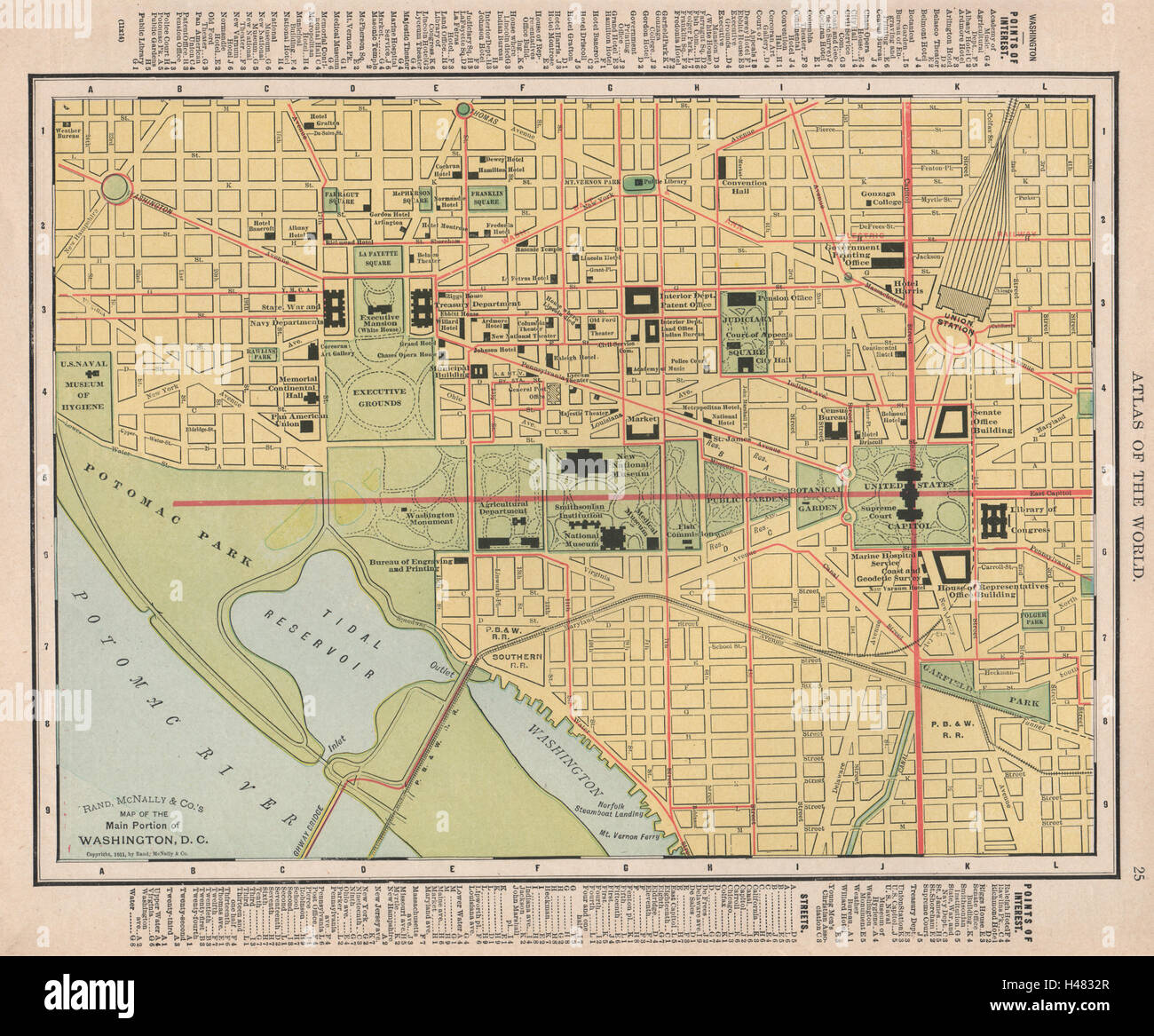 Washington D.C. Stadt Karte Stadtplan. Washington DC. RAND MCNALLY 1912 alt Stockfoto