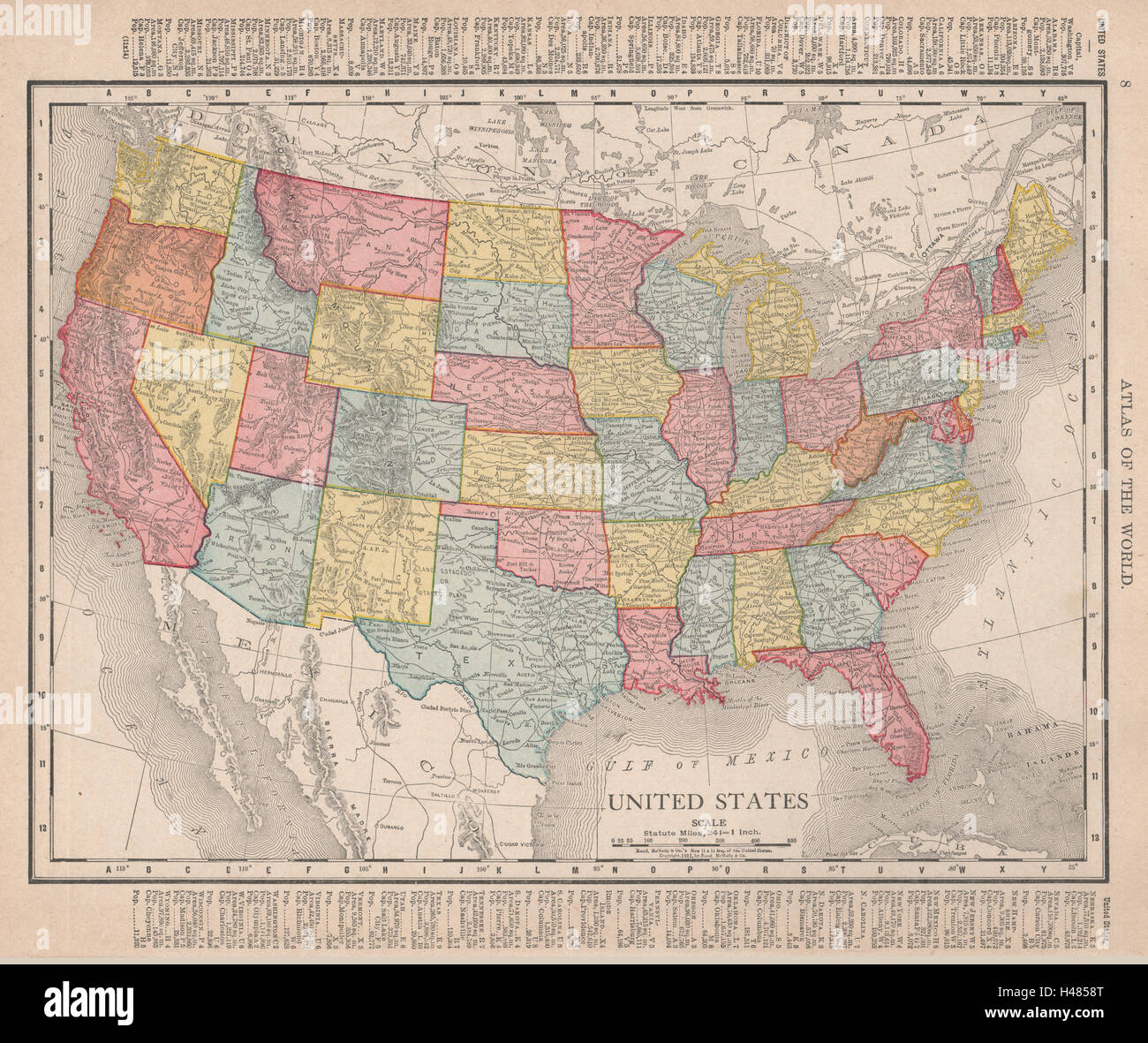 Usa Usa Rand Mcnally 1912 Alt Antik Vintage Karte Plan Diagramm Stockfotografie Alamy