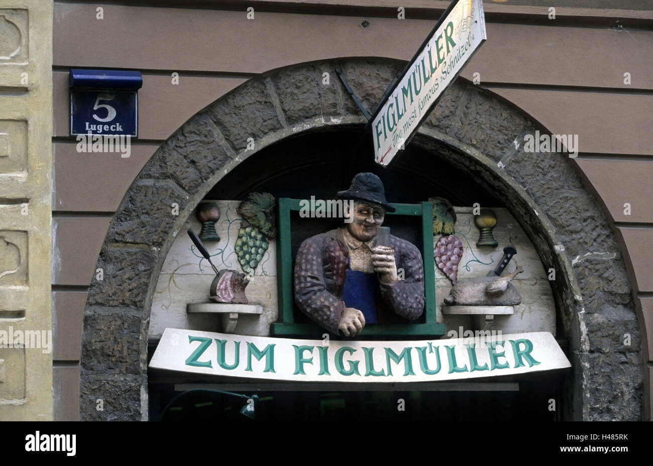 Österreich, Wien, Bäckerstrasse, zu der Figlmüller, Stockfoto