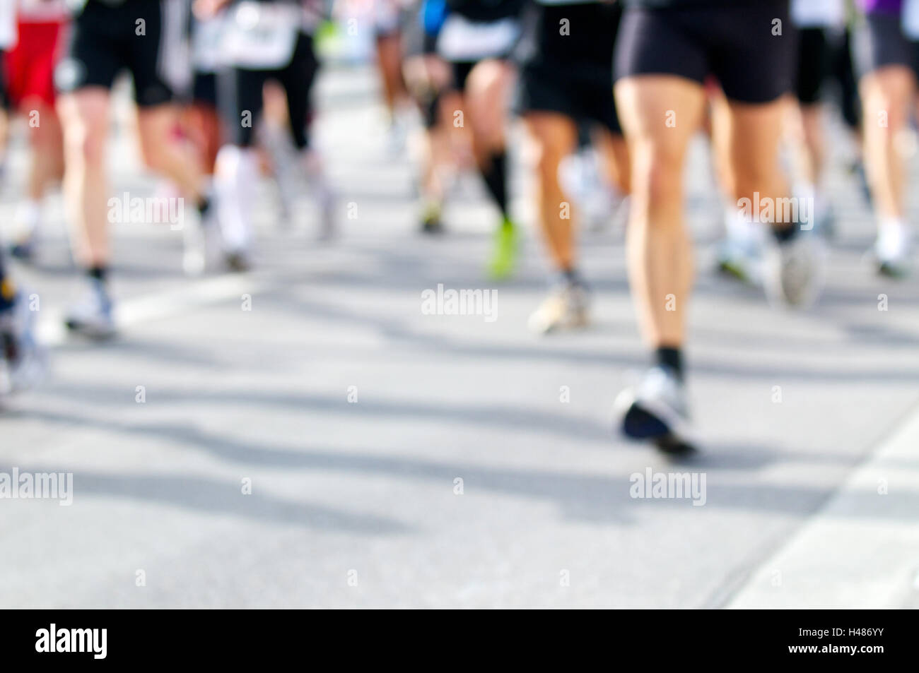 Beine der Marathonläufer, Unschärfe, Stockfoto