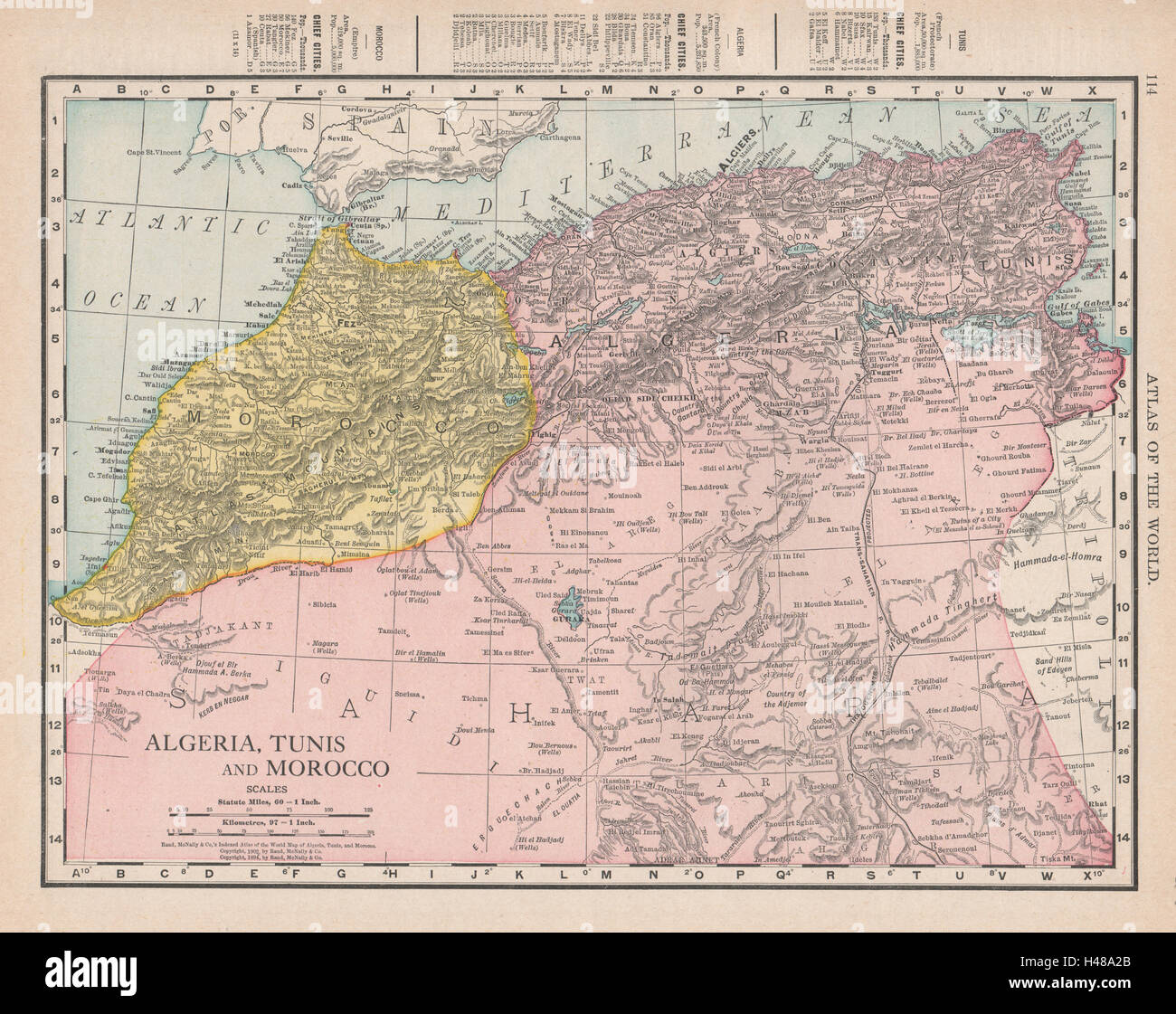 Algerien Tunesien Marokko Wuste Sahara Nordafrika Rand Mcnally 1912 Karte Stockfotografie Alamy
