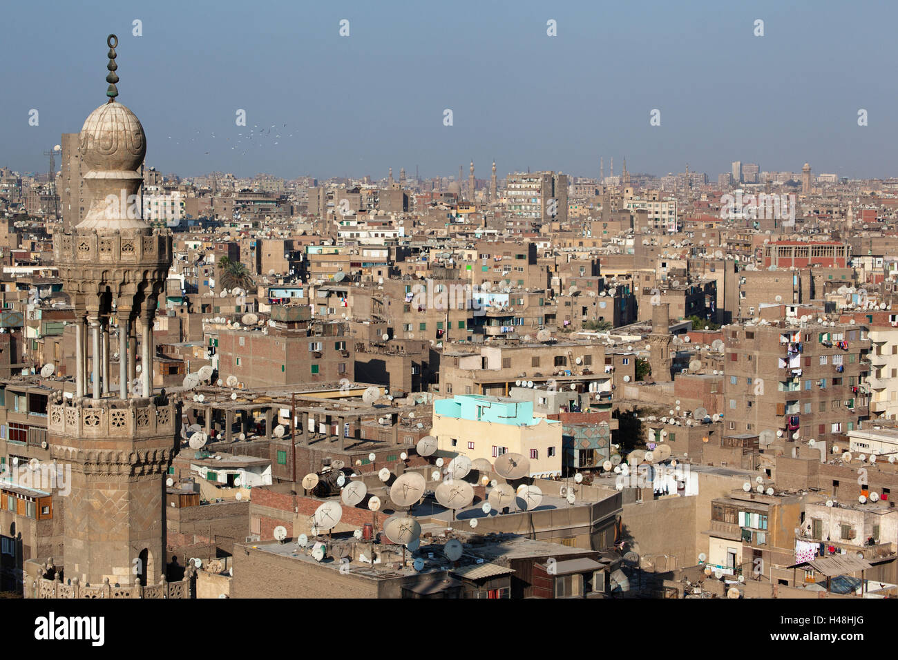 Ägypten, Kairo, Blick vom Moschee Ibn Tulun auf die Altstadt, Stockfoto