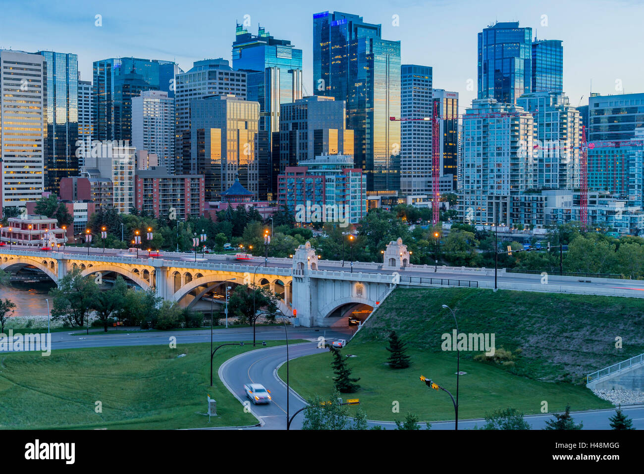 Die Skyline der Innenstadt, Calgary, Alberta, Kanada Stockfoto