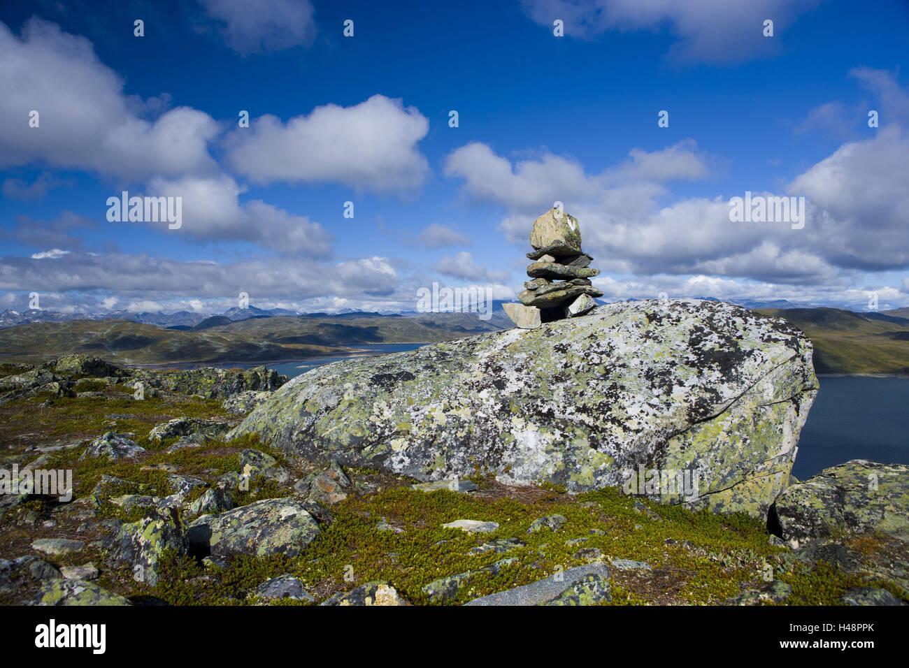 Skandinavien, Norwegen, Steinbusj Ø En, Vang, Stein Männlein, Stockfoto