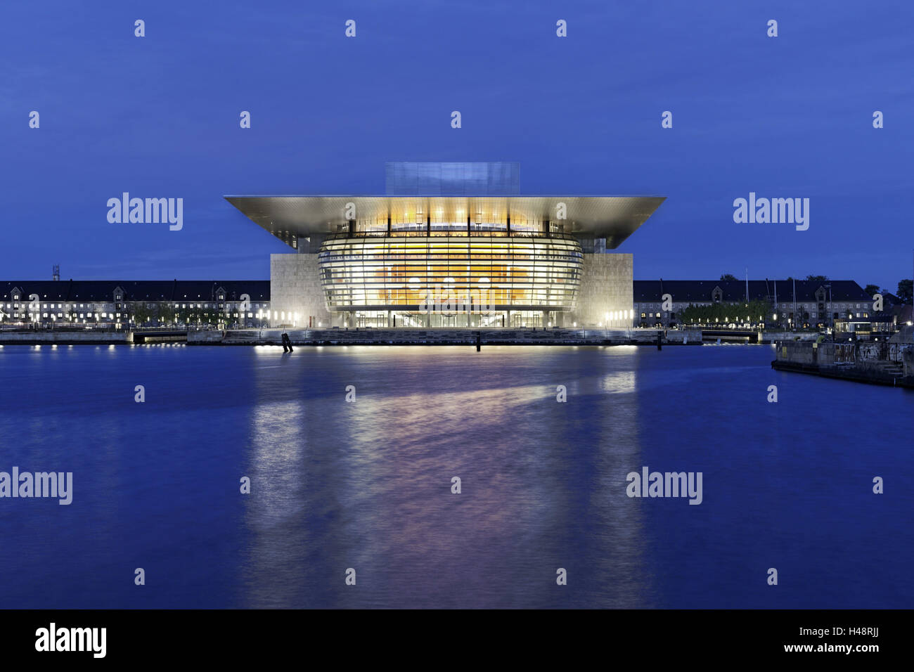 Königliche Oper, Dämmerung, Kopenhagen, Dänemark, Scandinavia Stockfoto