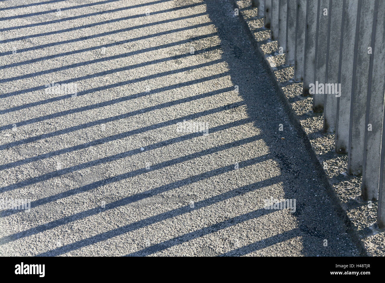 Brücke, Detail, Geländer, Abendlicht, Schatten, Stockfoto