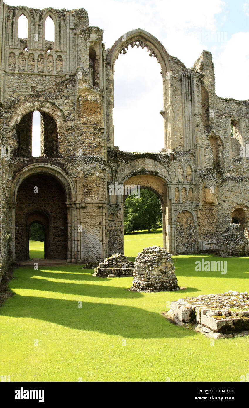 Groß Britannien, Norfolk, Schloss Acre, Kloster-Ruine, detail, England, Struktur, Münster, Kirche, Ruine, Reste der Stadtmauer, Architektur, Ort von Interesse, Reiseziel, Tourismus, Sommer, Stockfoto