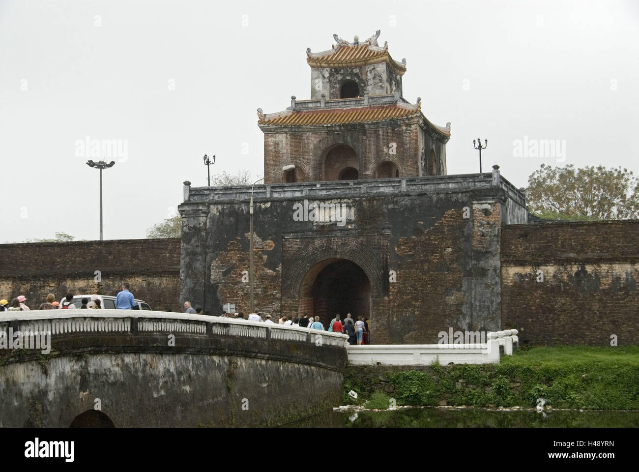 Vietnam, Gee, Festung, Flagge Turm, Portal, Brücke, Tourist, Stockfoto