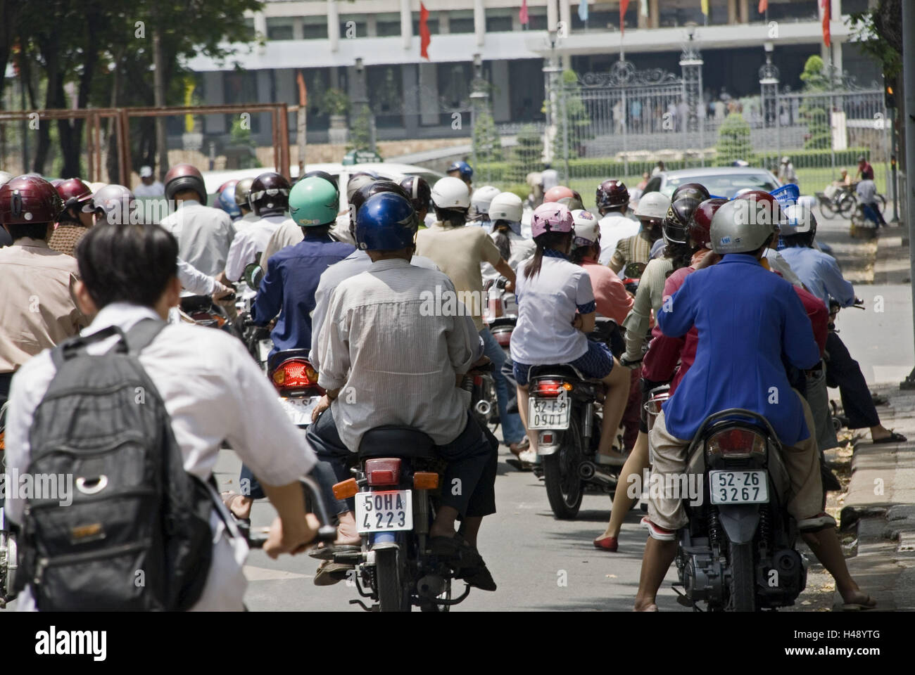 Vietnam, Ho-Chi-Minh-Stadt, Verkehr, Motorräder, Stockfoto