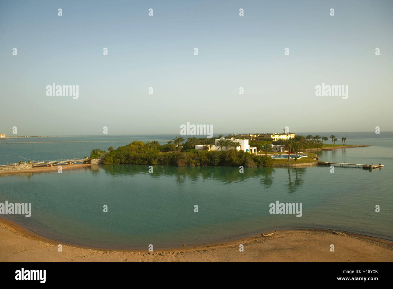 Ägypten, Kafr El Gouna, private Villen am Meer, Stockfoto