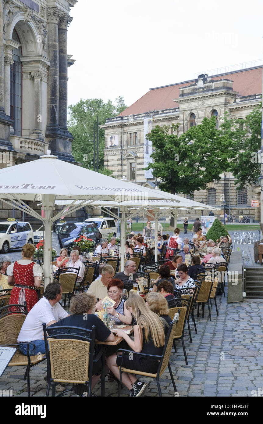 Neuer Markt, Akademie der Künste, street Bar, Dresden, Sachsen, Deutschland Stockfoto