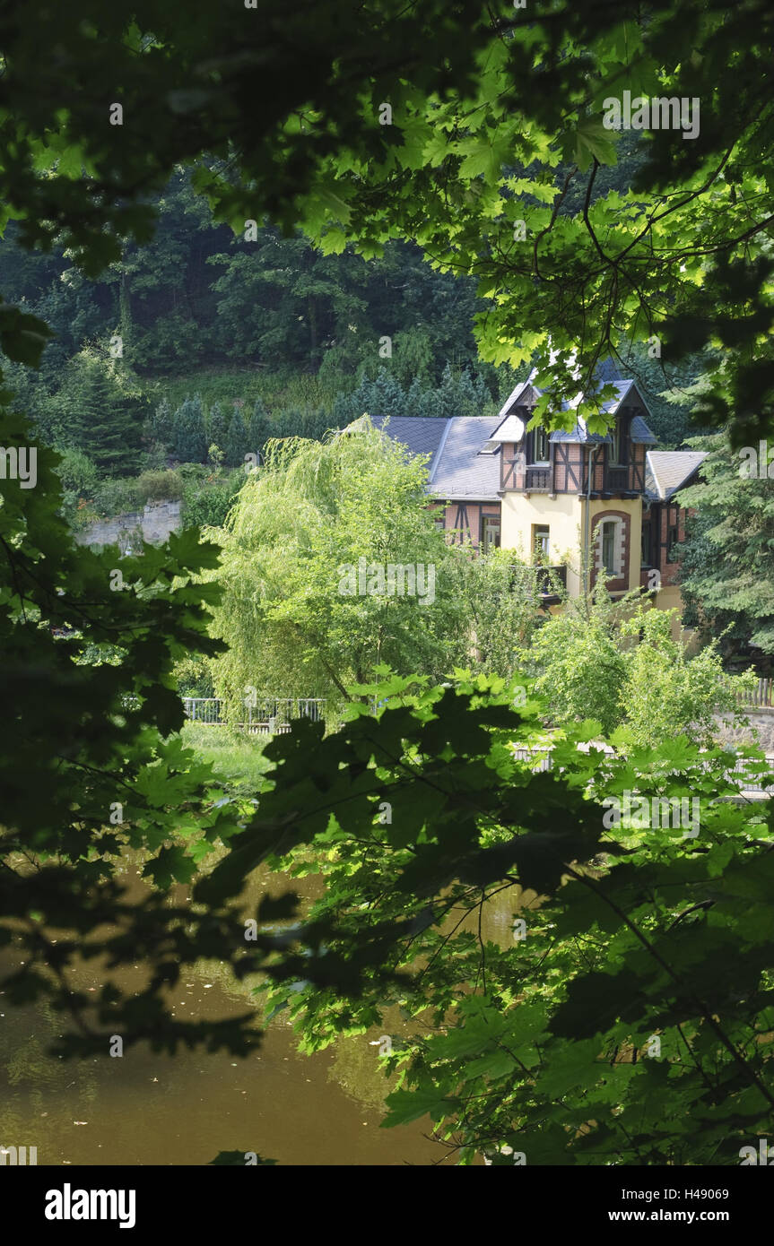 Villa am Teich in Friedrichsgrund, Pillnitz, Dresden, Sachsen, Deutschland Stockfoto