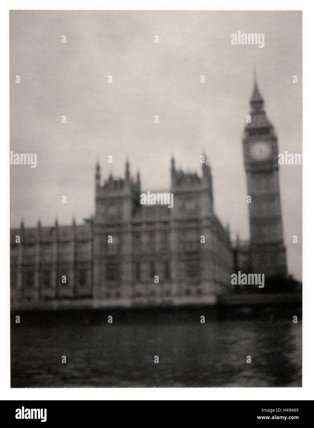 London, Themse, Big Ben und die Houses of Parliament, Polaroid-Foto, Stockfoto