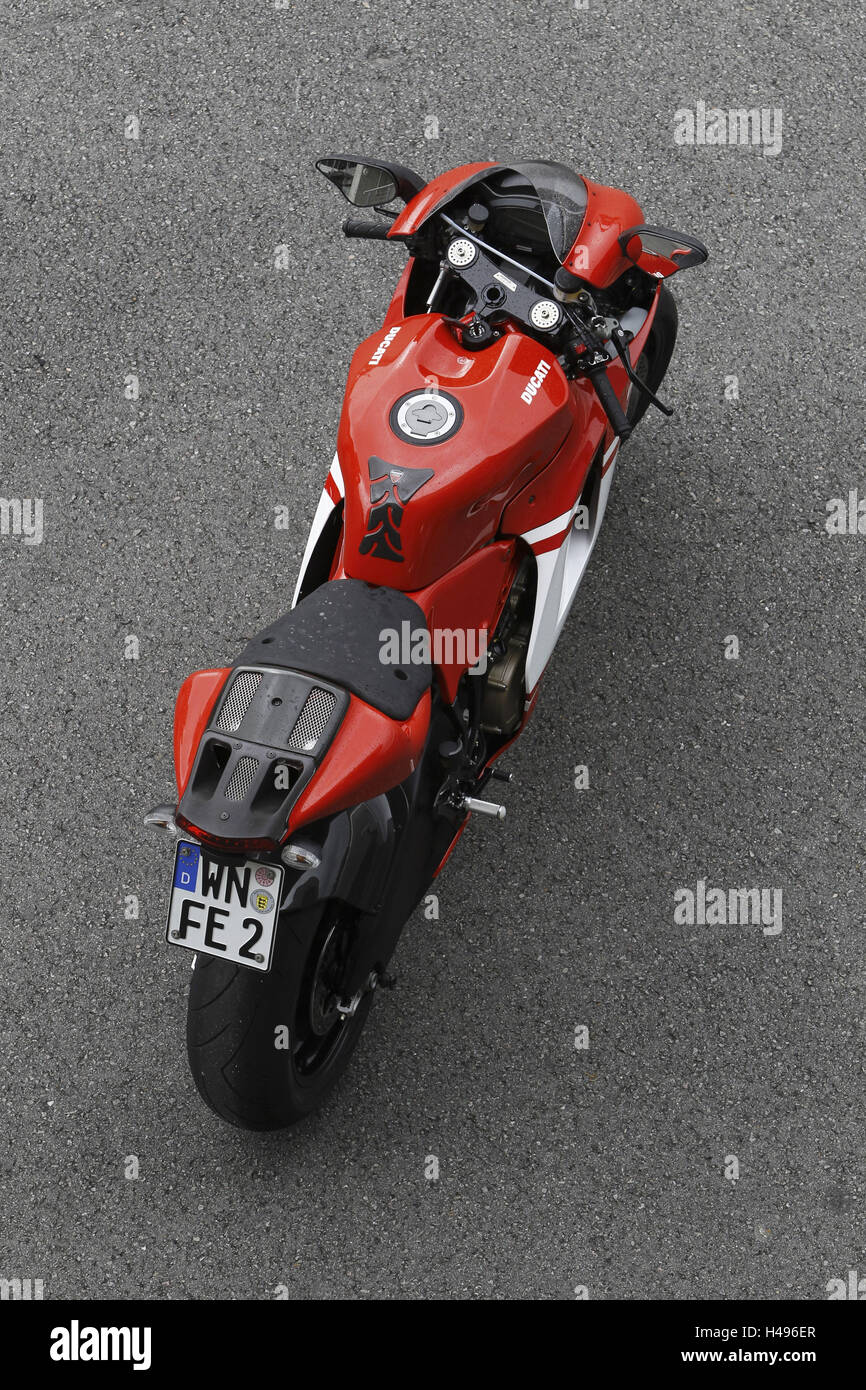 Motorrad, Ducati Desmosedici RR, rot, edle italienische, von oben  Stockfotografie - Alamy