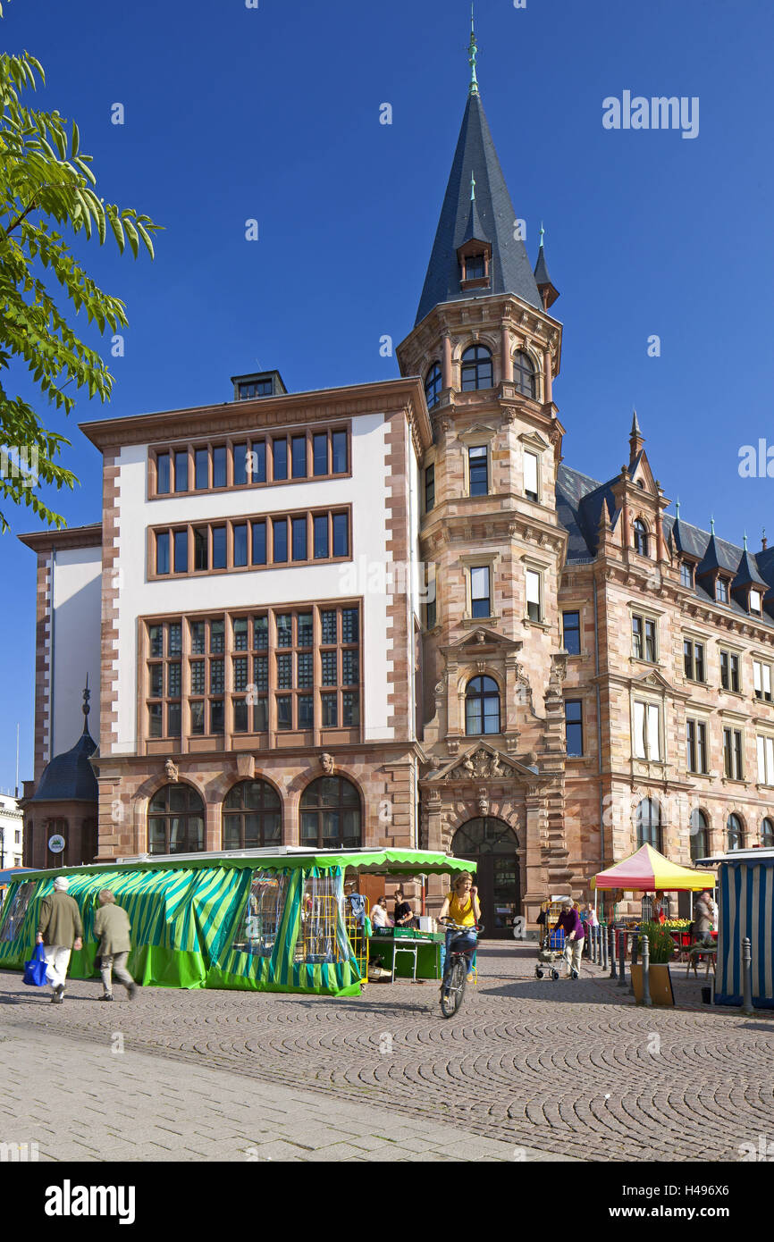 Deutschland, Hessen, Staat Kapital, Wiesbaden, Rathaus, Wochenmarkt, Stockfoto