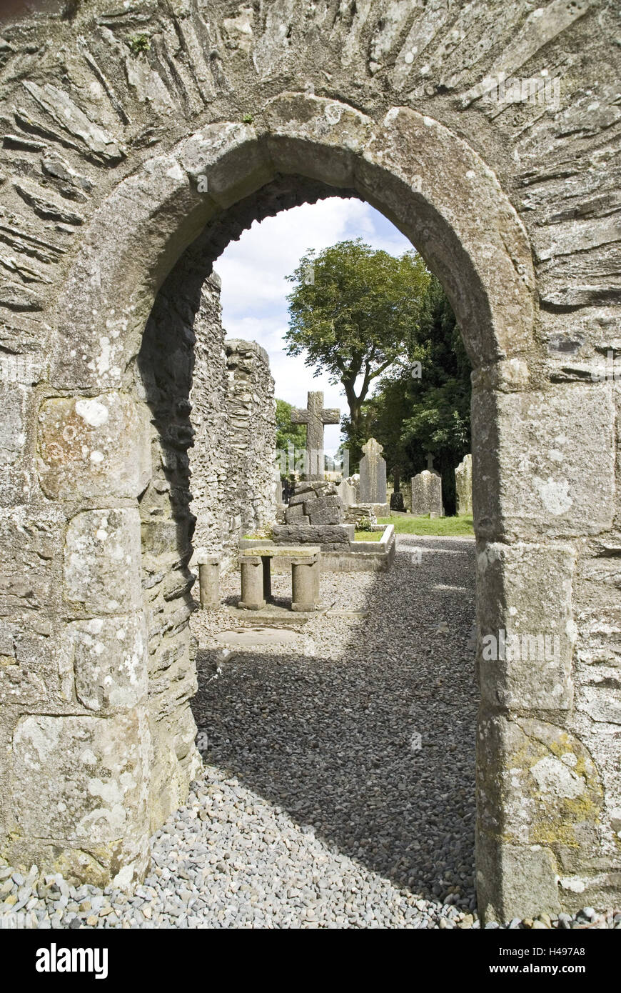 Leinster, Irland Louth, Monasterboice, Kreuzgang Werk, 5. Jh., Friedhof, Tor, Eingang, Stockfoto