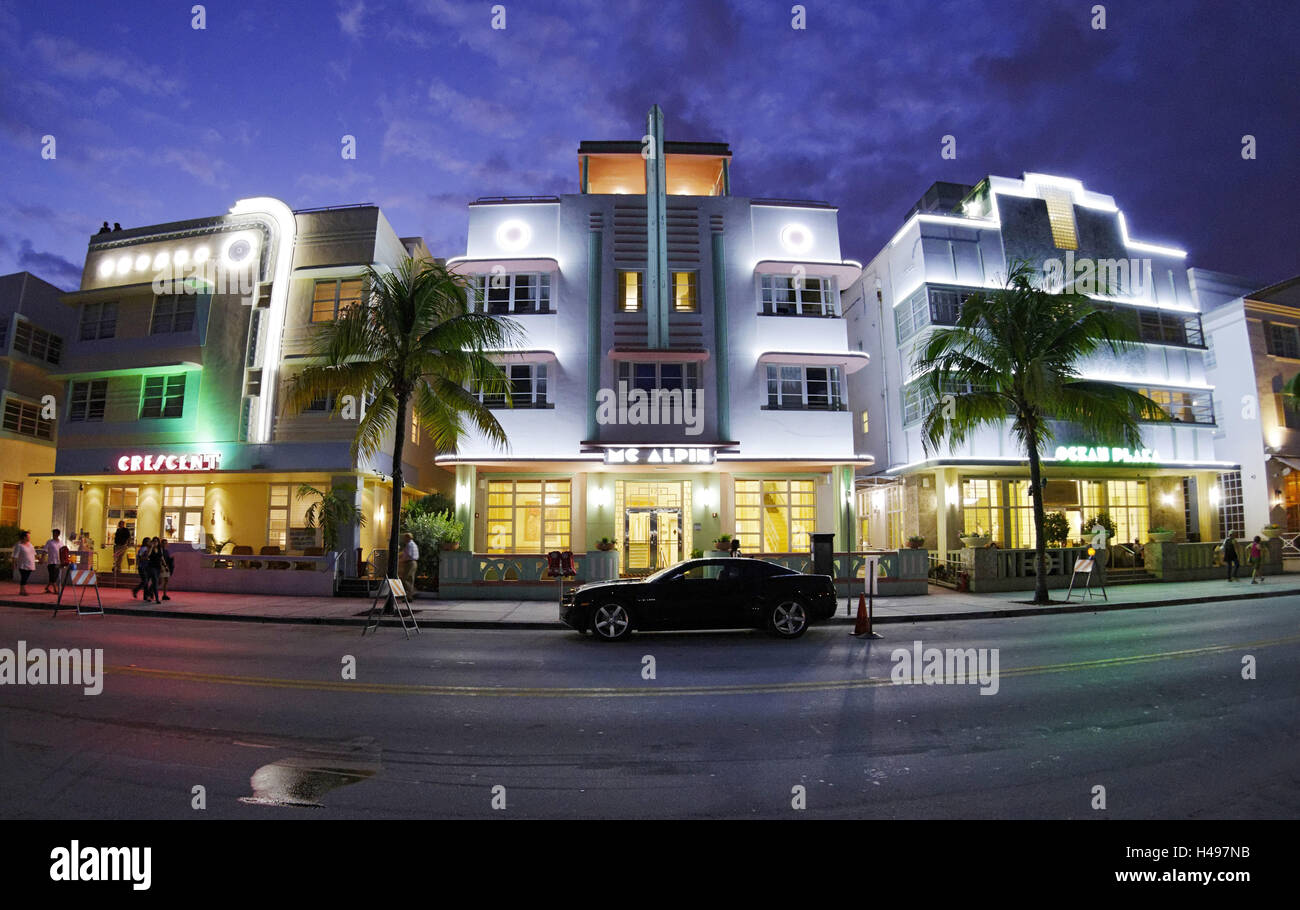 Art-Deco-Hotels am Ocean Drive, Miami South Beach Art Deco District, Florida, USA, Stockfoto