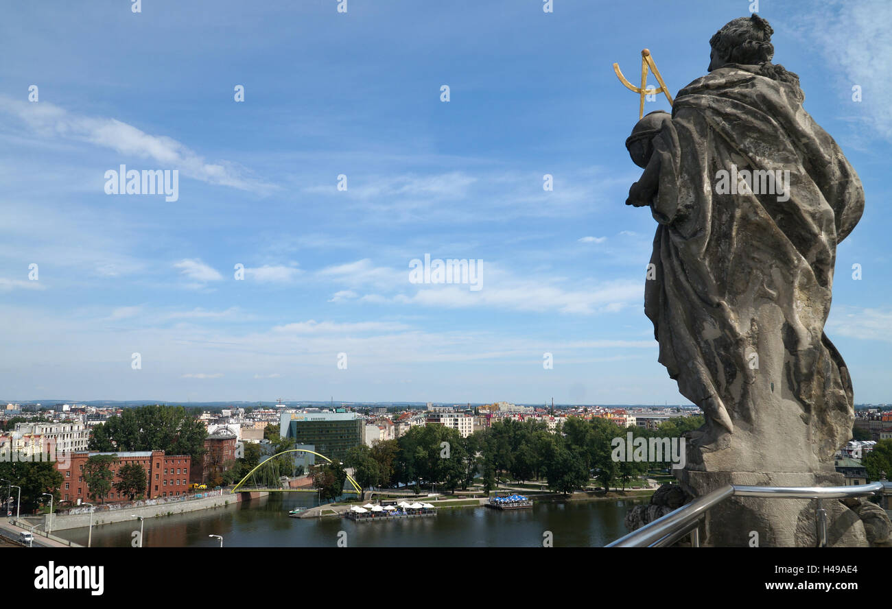 Panorama von Wroclaw/Breslau, Polen. Kulturhauptstadt Europas 2016. Blick vom mathematischen Turm. Stockfoto