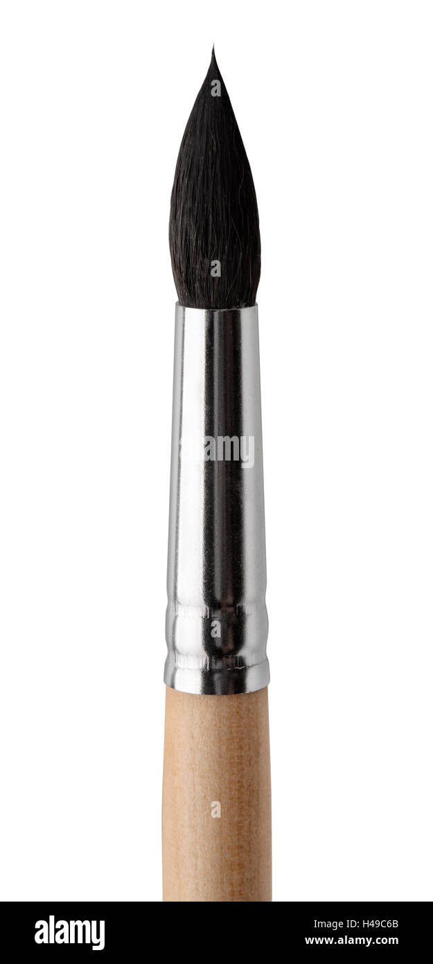 Nahaufnahme eines einzigen Pinsel isoliert auf weiss Stockfoto