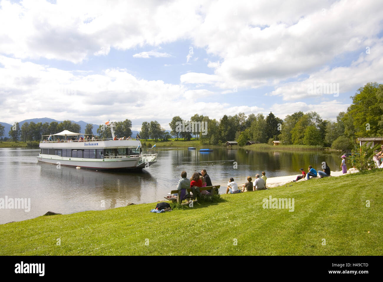 Schiffsanlegestelle an der Staffelsee Uffing Stockfoto