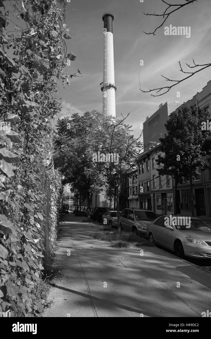 Alte Häuser an der Hudson Street in Vinegar Hill, Brooklyn, New York Stockfoto