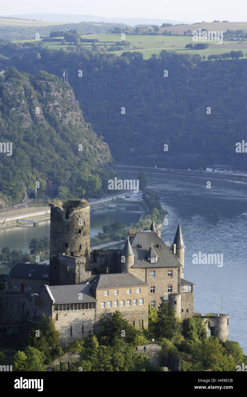 Burg Katz, Burg, St. Goarshausen am Rhein, Rheinland-Pfalz, Deutschland Stockfoto