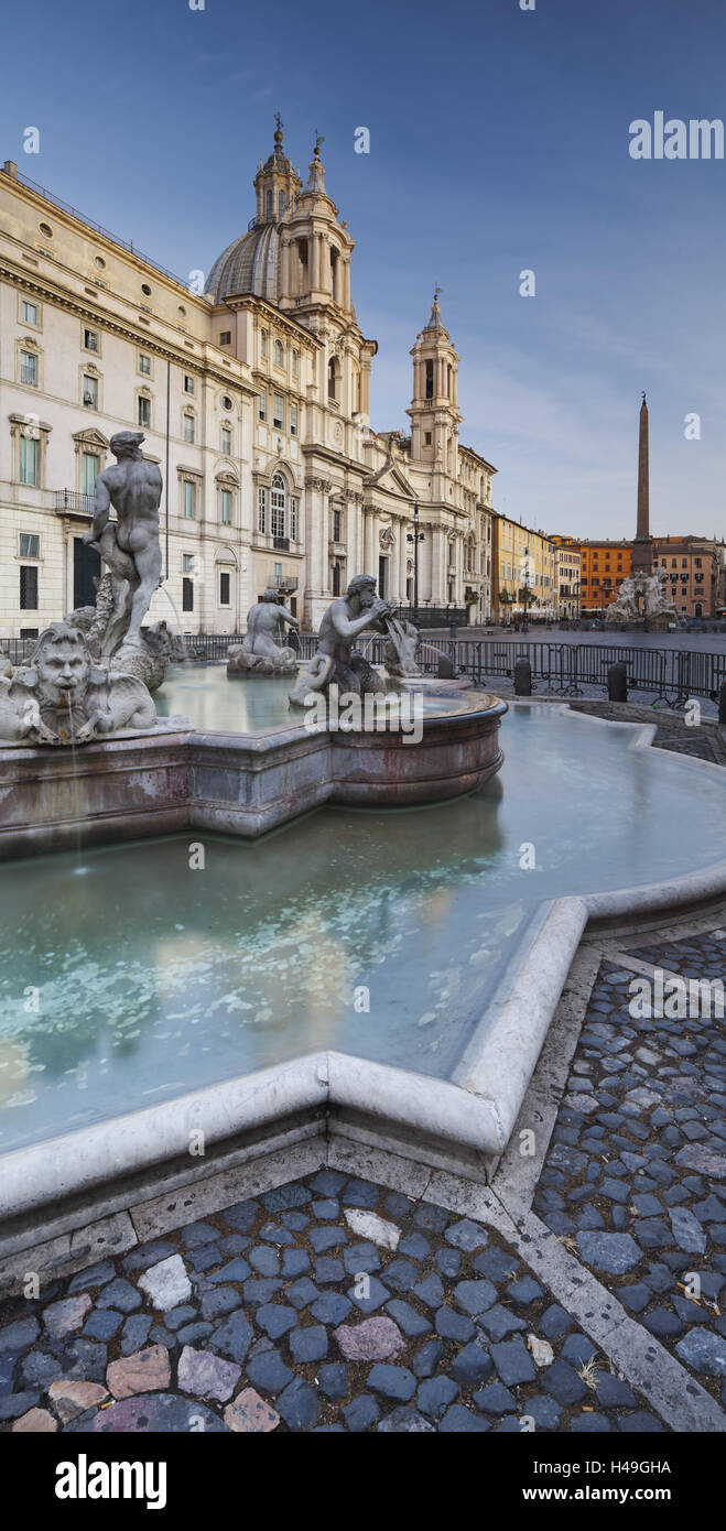 Brunnen von Neptunes, Sant'Agnese in Agone, Piazza Navona, Rom, Latium, Italien Stockfoto