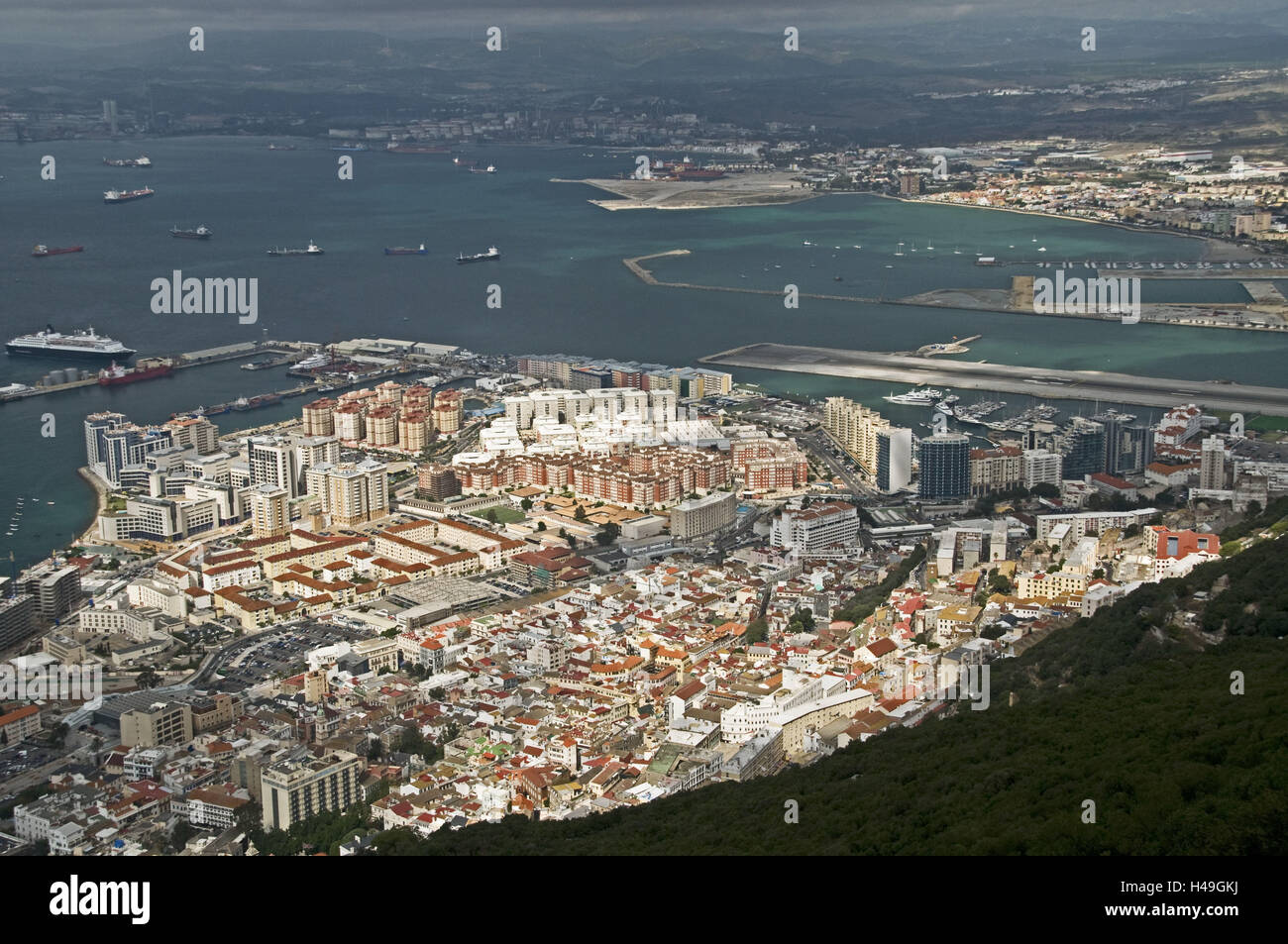 Gibraltar, Gibraltar Stadt, Costa Del Sol, Algeciras, Bahia de Algeciras, Stockfoto