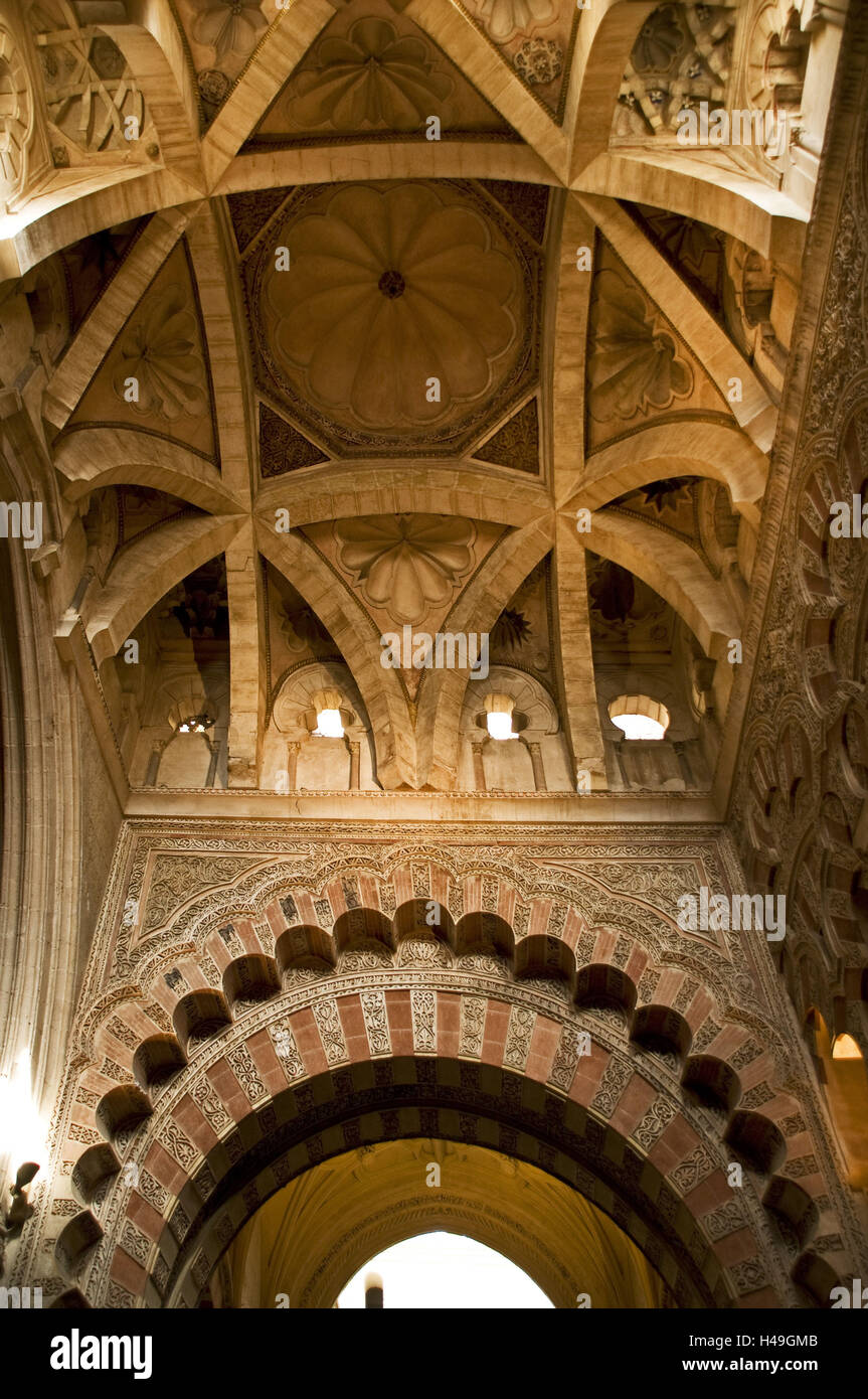 Spanien, Cordoba, Mezquita Catedral, Interieur, Auswahl der Maksura dome, Stockfoto