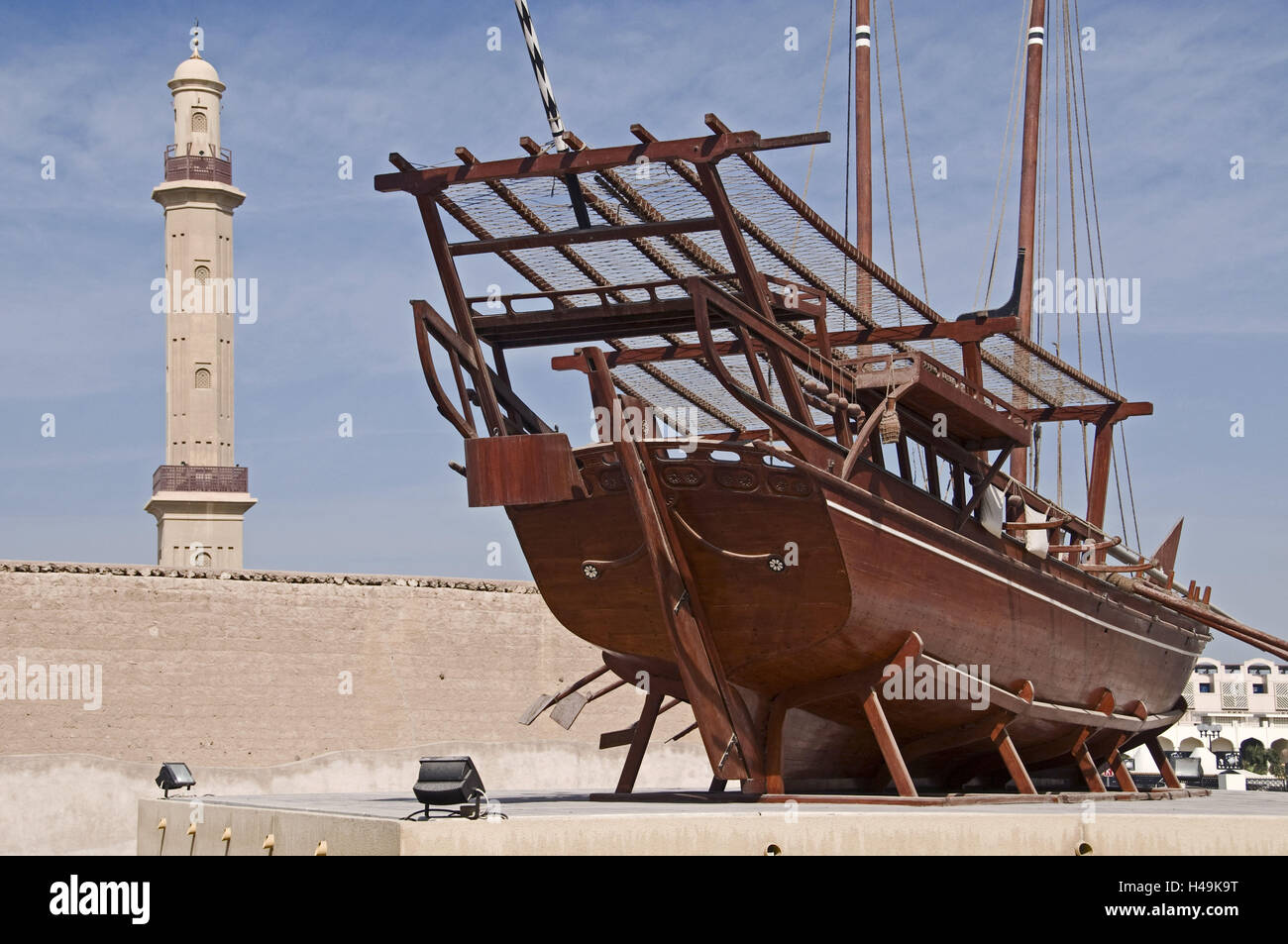 VAE, Dubai, Al-Fahidi Fort, Nationalmuseum, Moschee, Dhow, Stockfoto