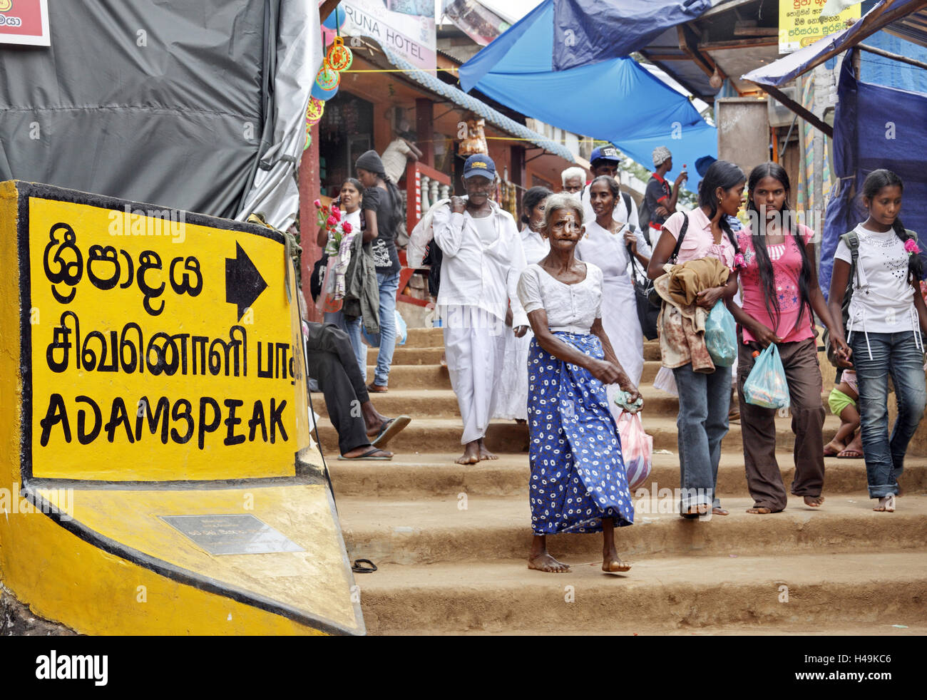 Sri Lanka, Wegweiser zum Adam's Peak, Stockfoto