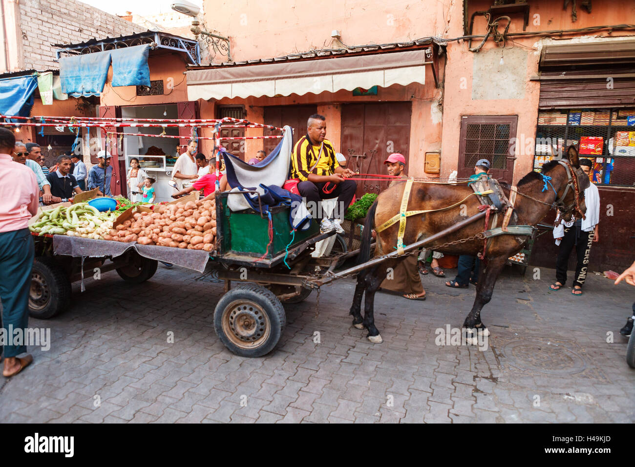 Transport von waren auf den Markt. Stockfoto