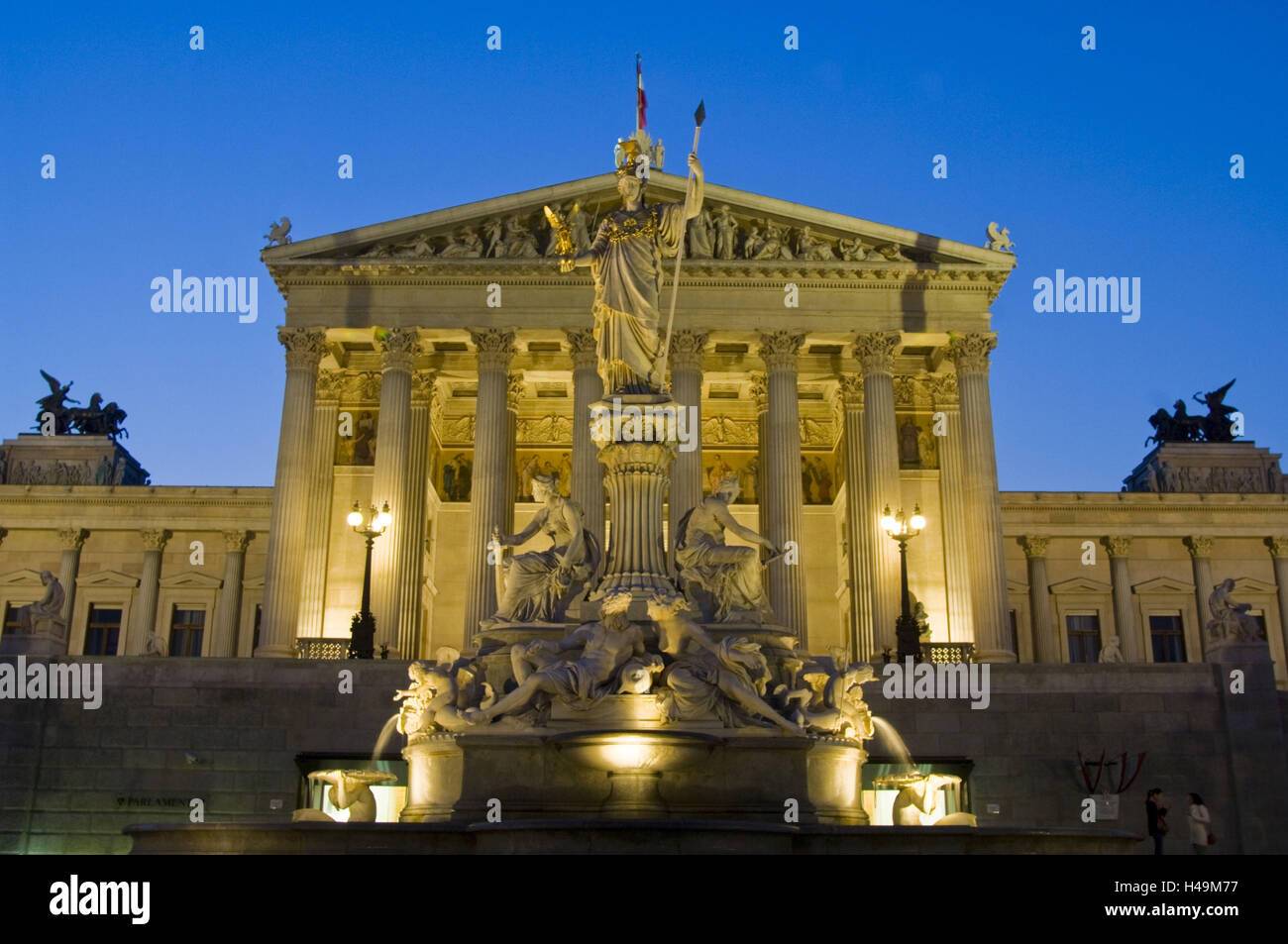 Österreich, Wien, Klassizismus Parlamentsgebäude in der Wiener Ringstraße, Tiefgang Theophil von Hansen, Stockfoto