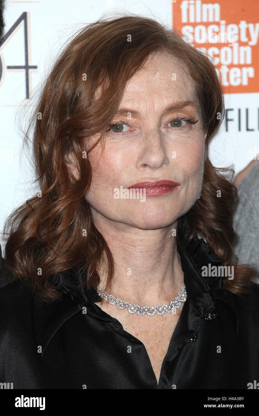New York, NY, USA. 14. Oktober 2016. Isabelle Huppert besucht "Things to Come" und "Elle" Filmpremieren am NYFF54 in der Alice Tully Hall am 14. Oktober 2016 in New York City. Bildnachweis: Diego Corredor/Medien Punch/Alamy Live-Nachrichten Stockfoto