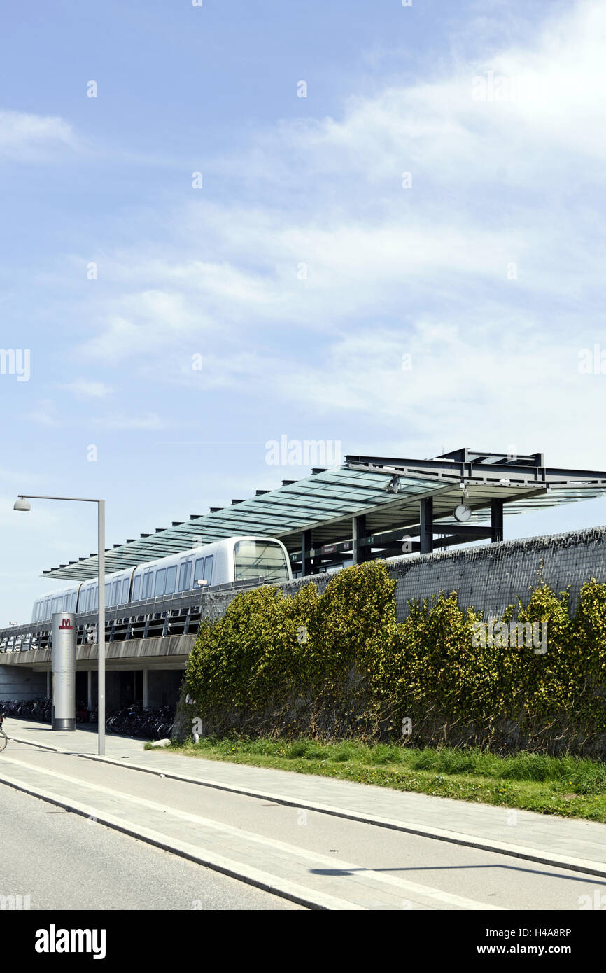 U-Bahnstation, Städtebau, Infrastruktur, Orestad, Insel Amager, Kopenhagen, Dänemark, Stockfoto