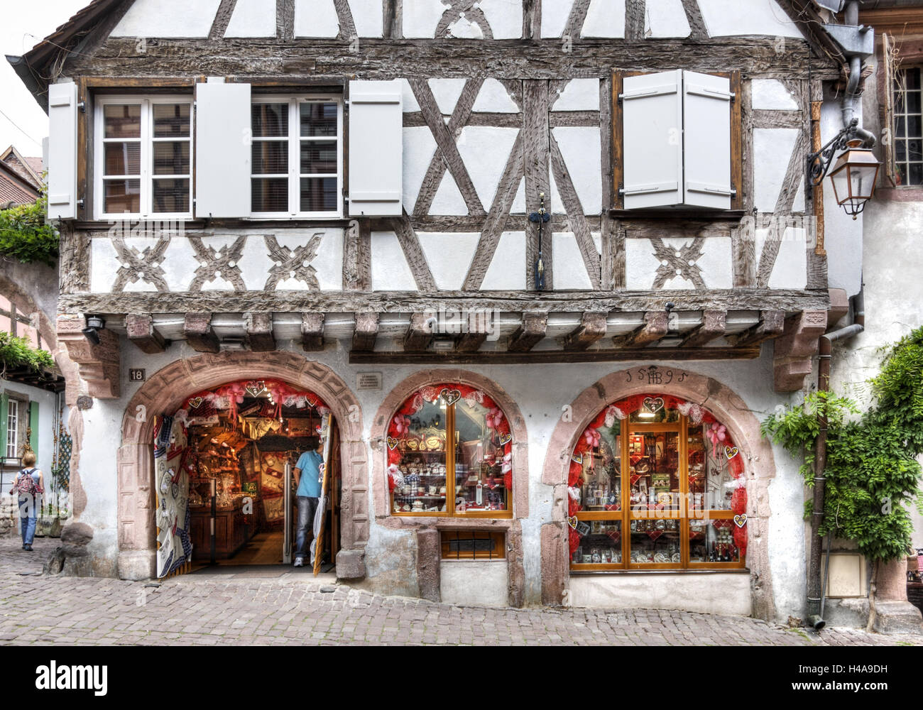 Frankreich, Elsass, Ribeauvillé, Haus, Geschäft, Stockfoto