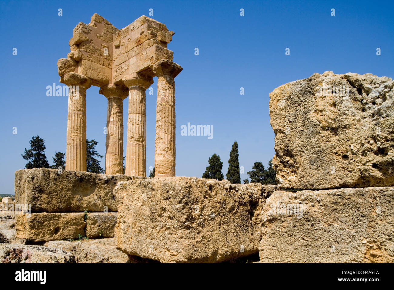 Italien, Sizilien, Agrigento, "Tal der Tempel, Tempel der Dioskuren, Stockfoto