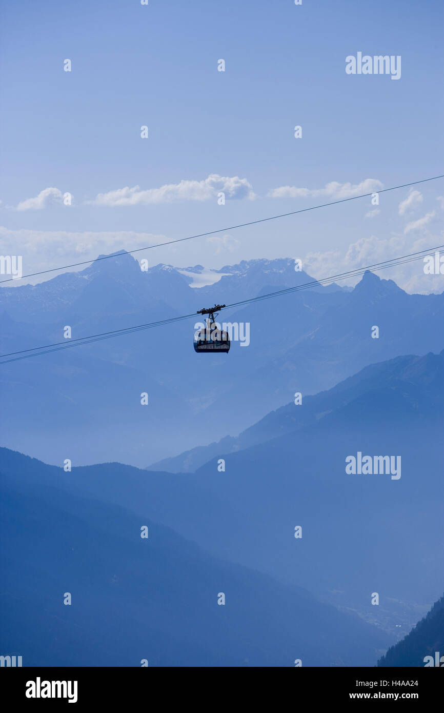 Österreich, Tirol, Lechtaler Alpen, Berg Arl, St. Anton, St. Christoph, Valluga Flugbahn, Verwall-Gruppe Stockfoto