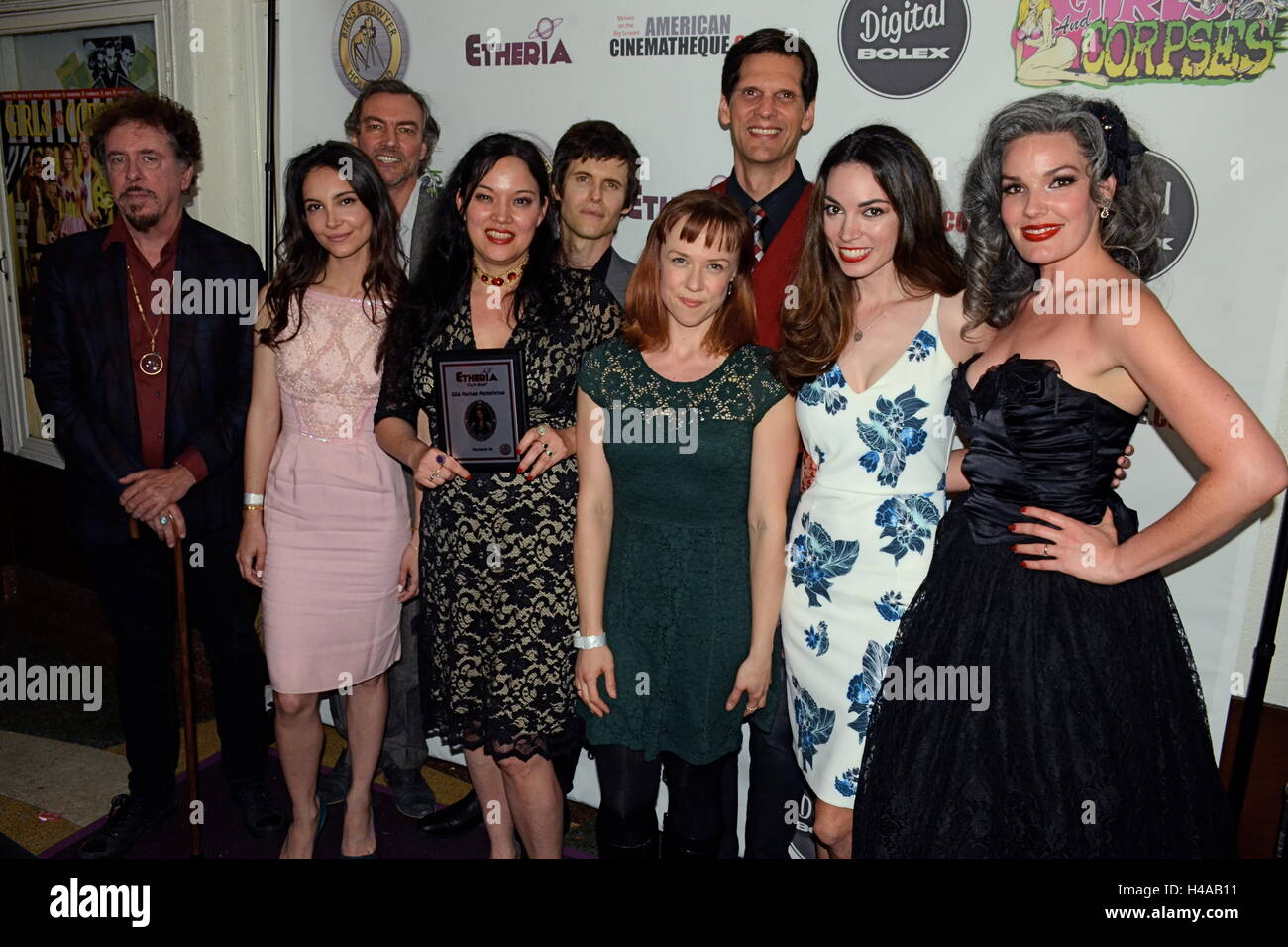 Anna Biller, Laura Waddell, Lily Holleman und Robert Seeleyat Etheria Filmfestival After-Party im Aero Theatre in Santa Monica in Kalifornien am 11. Juni 2016. Stockfoto