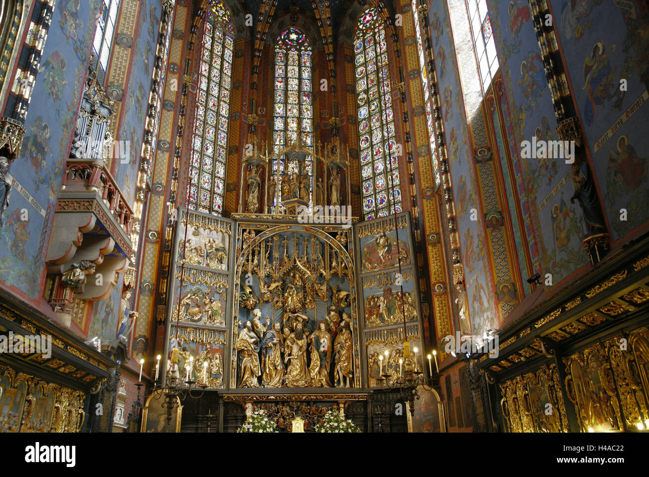 Polen, Galizien, Krakau, Marien Kirche, gotische, innere Ansicht Stockfoto