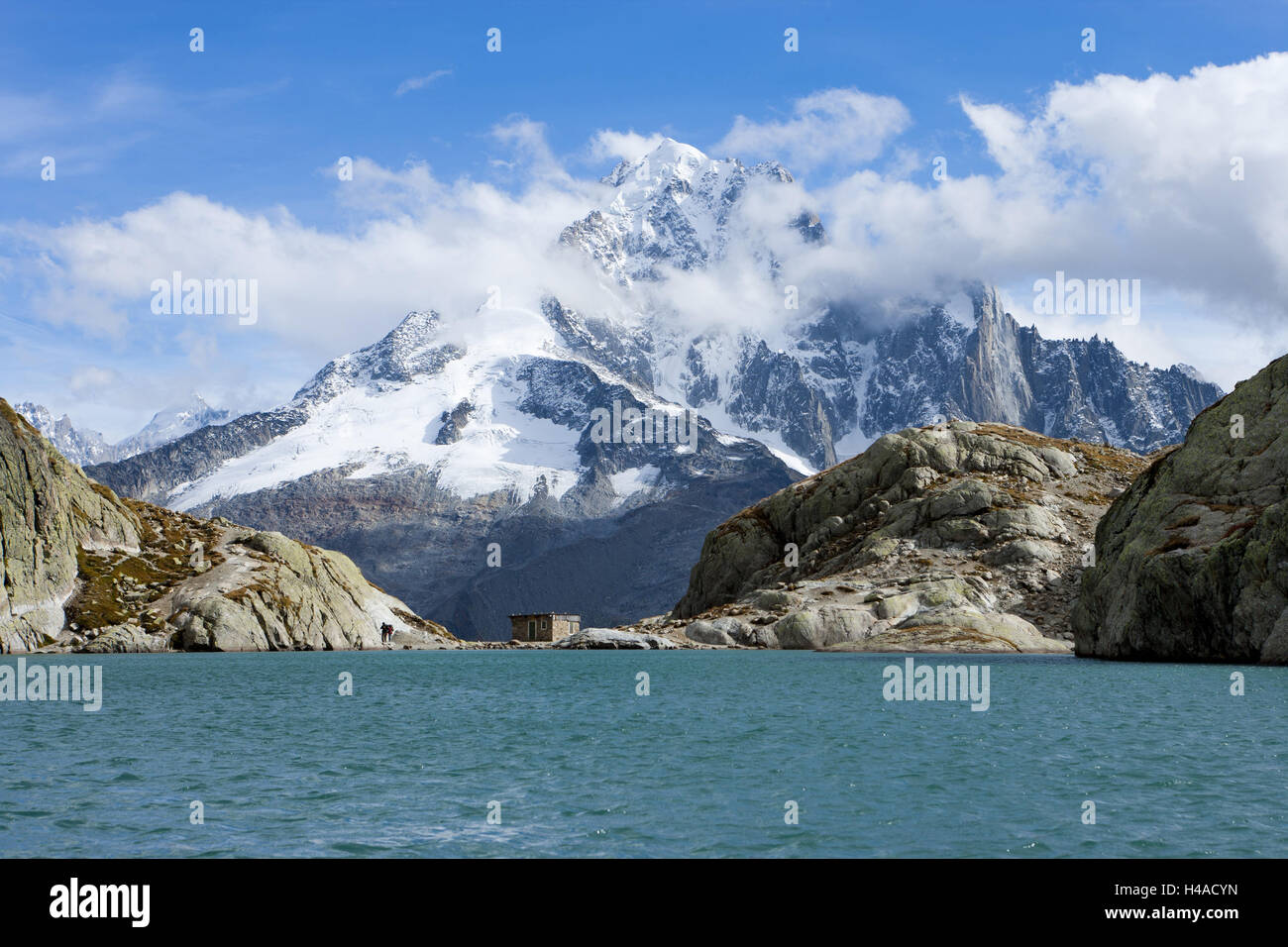 Lac Blanc, Aiguille Verte, Chamonix-Mont-Blanc, national Park, Aiguilles Rouges, Stockfoto