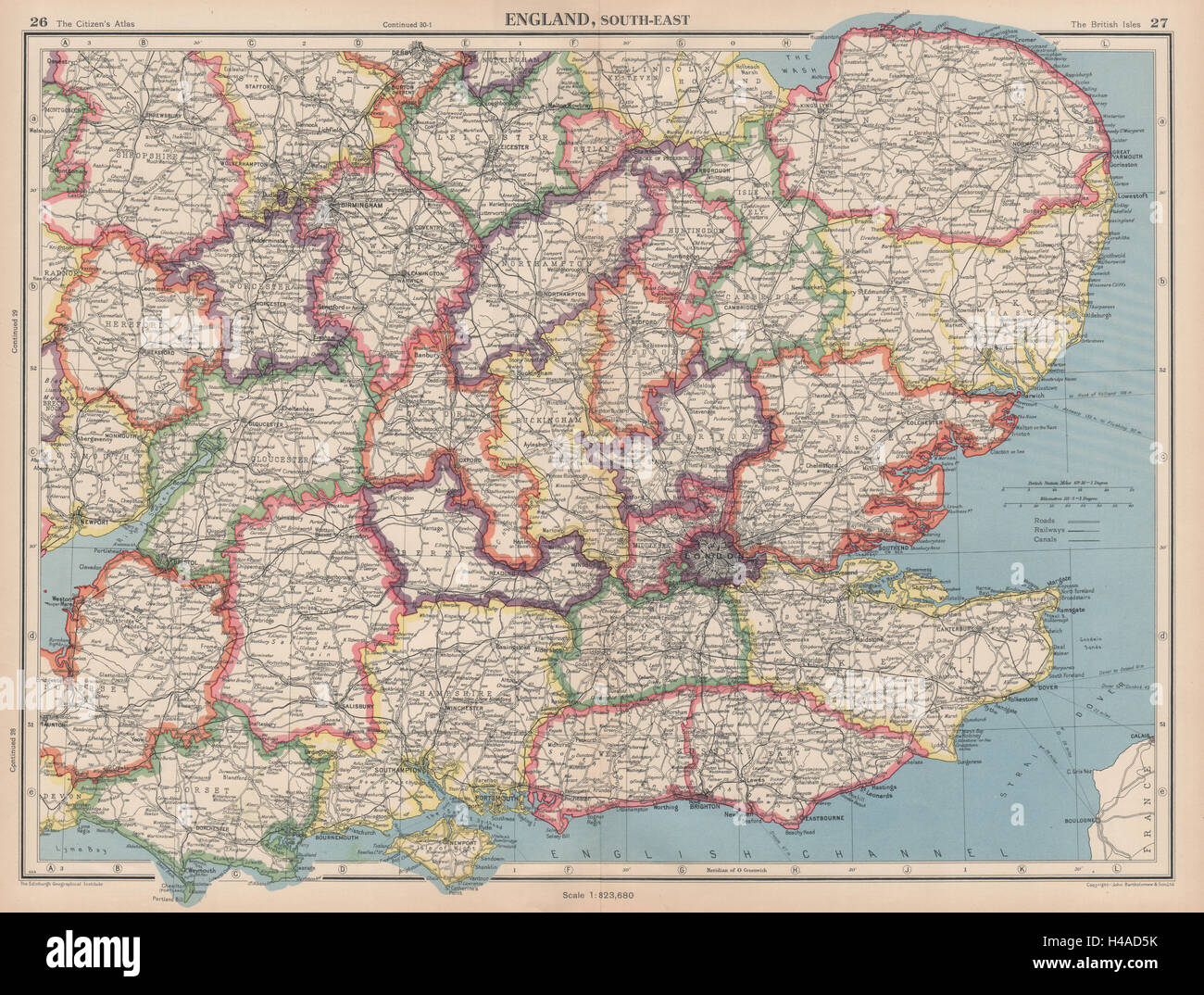 SÜD-ENGLAND. Isle Of Ely eine separate Grafschaft von Cambridgeshire 1944 Karte Stockfoto