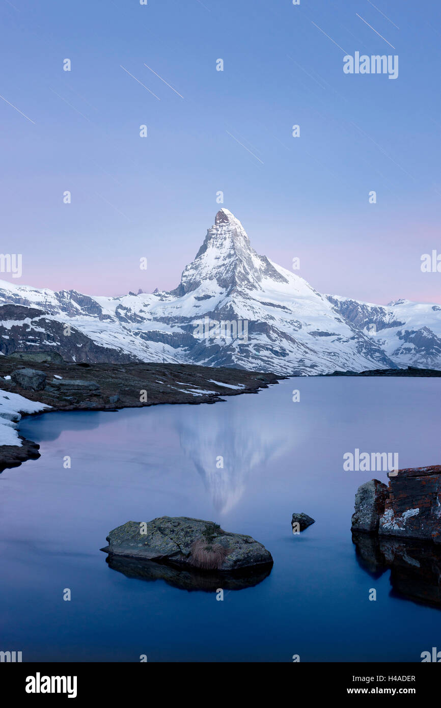Schweiz, Zermatt, Matterhorn, Stellisee (See), Walliser Alpen, Stockfoto
