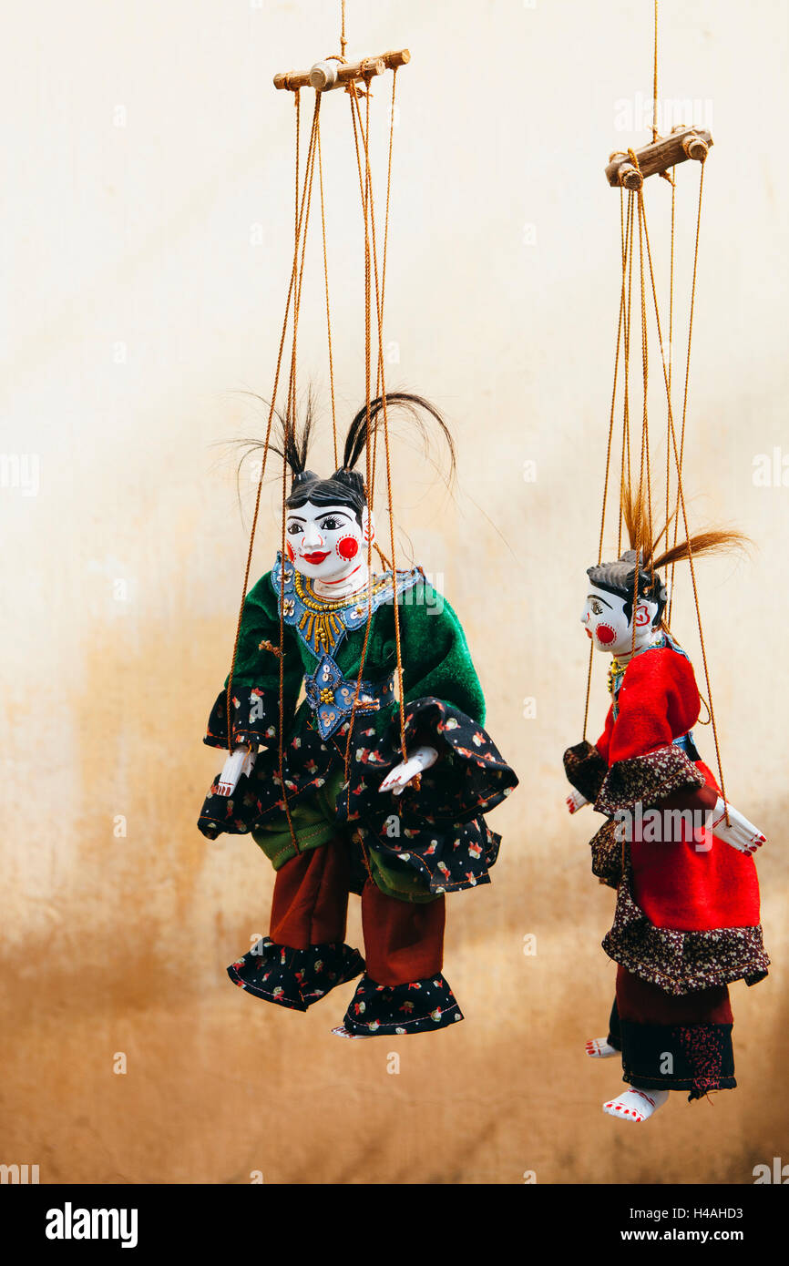Traditionelle Puppen / burmesischen Kunst in Bagan, Myanmar Stockfoto
