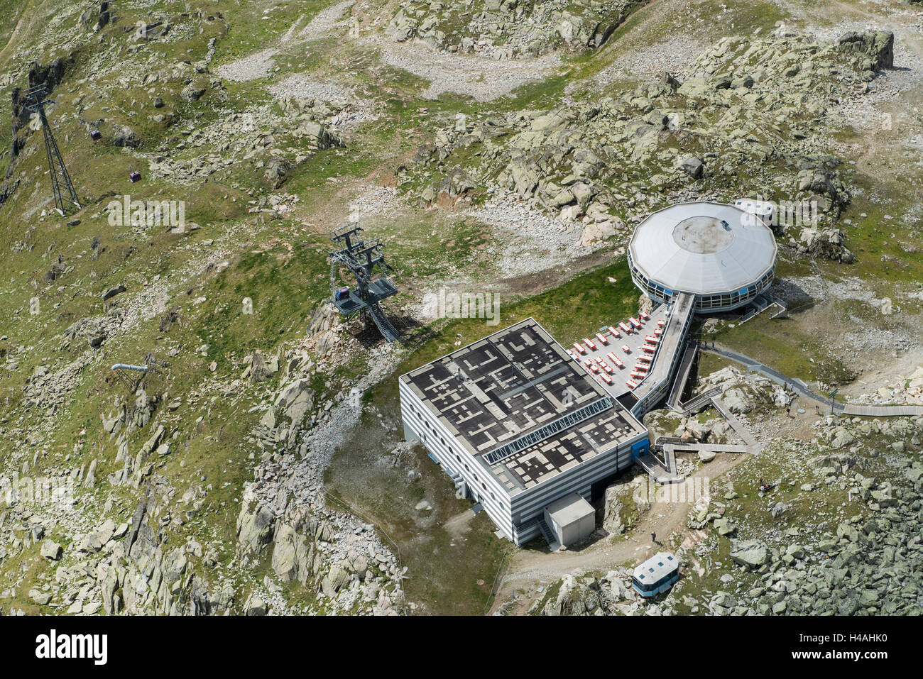 Bettmerhorn, Bergstation Bettmerhorn, Luftbild, Fiesch, Wallis, Schweiz Stockfoto